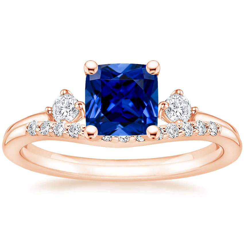 14K Rose Gold Three Stone Floating Diamond Ring with Petite Curved Diamond Ring (1/10 ct. tw.)