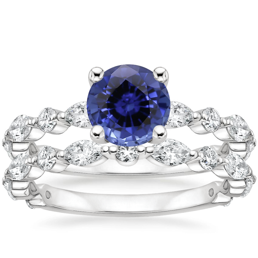 18KW Sapphire Luxe Versailles Diamond Bridal Set, top view