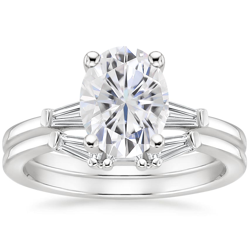 PT Moissanite Tapered Baguette Diamond Bridal Set, top view
