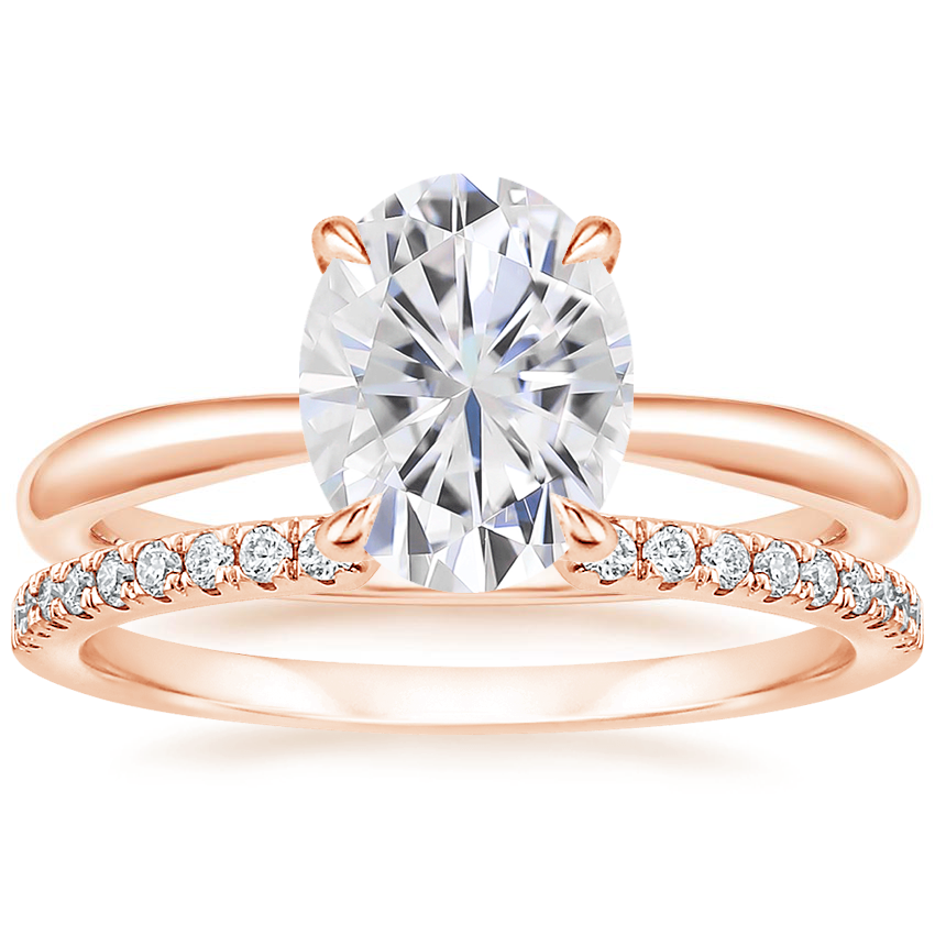 14KR Moissanite Freesia Ring with Sia Diamond Open Ring, top view