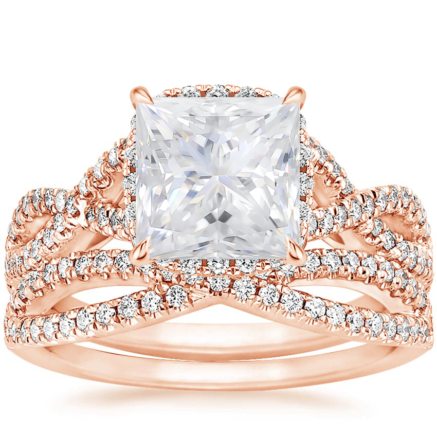 14KR Moissanite Entwined Halo Diamond Bridal Set (1/2 ct. tw.), top view