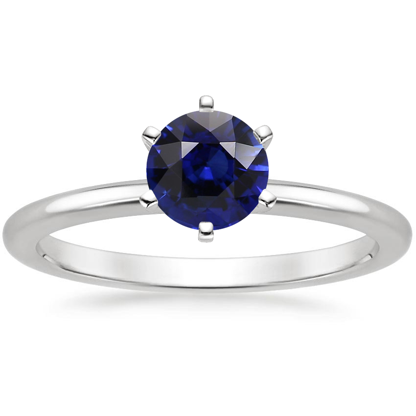 18K White Gold Six-Prong Petite Comfort Fit 1.5mm Solitaire Ring, large top view