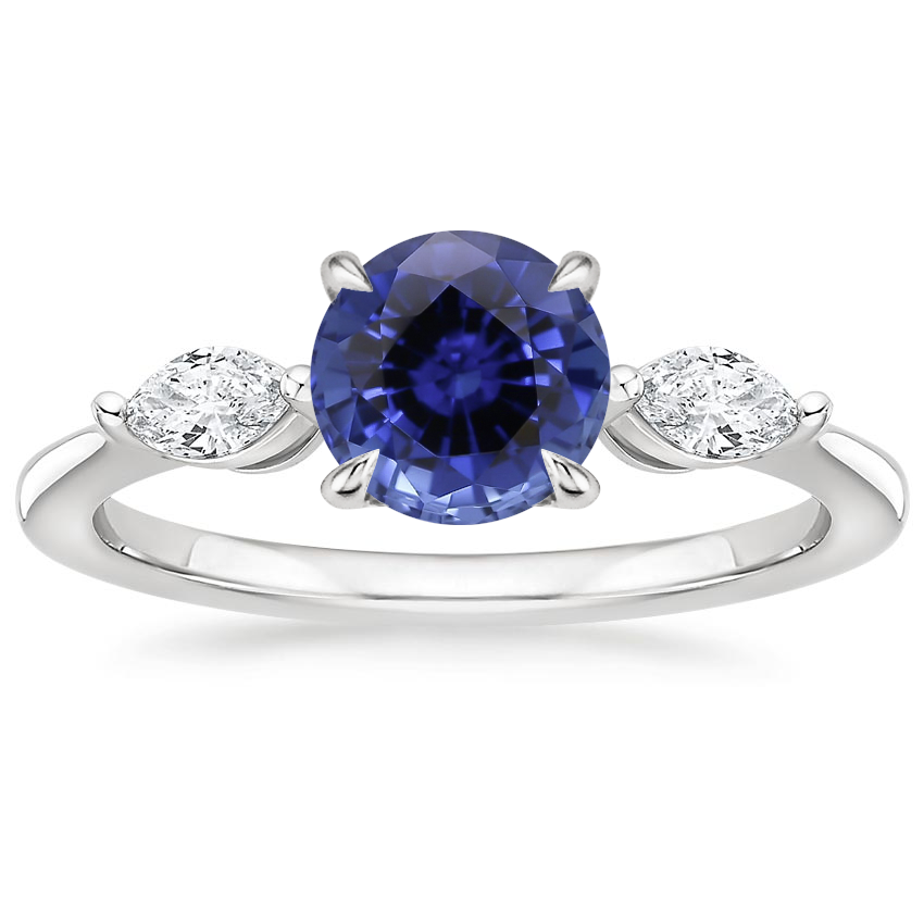 Sapphire Sona Diamond Ring (1/3 ct. tw.) in 18K White Gold
