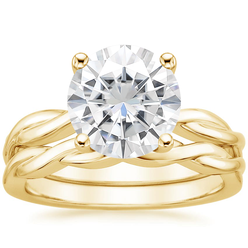 18KY Moissanite Twisted Vine Bridal Set, top view