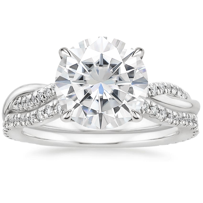 18KW Moissanite Petite Twisted Vine Contoured Diamond Bridal Set (1/3 ct. tw.), top view