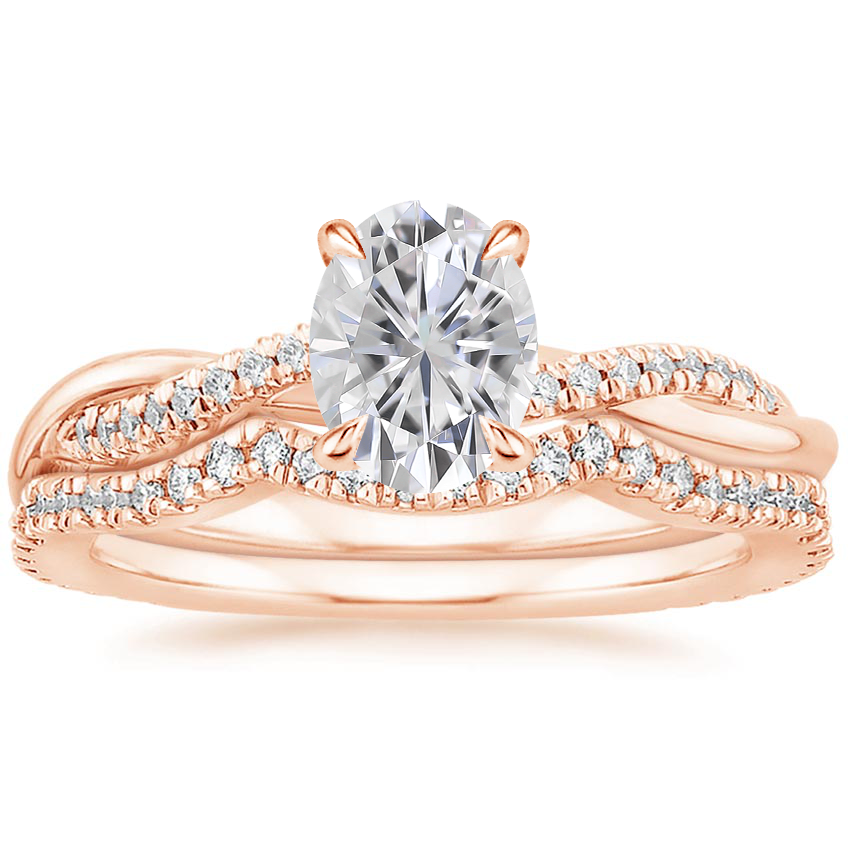 14KR Moissanite Petite Twisted Vine Contoured Diamond Bridal Set (1/3 ct. tw.), top view