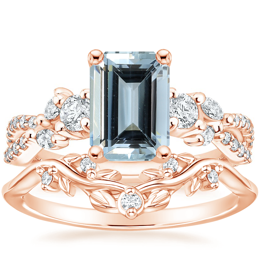 14K Rose Gold Three Stone Luxe Willow Diamond Ring (1/2 ct. tw.) with Veranda Diamond Ring