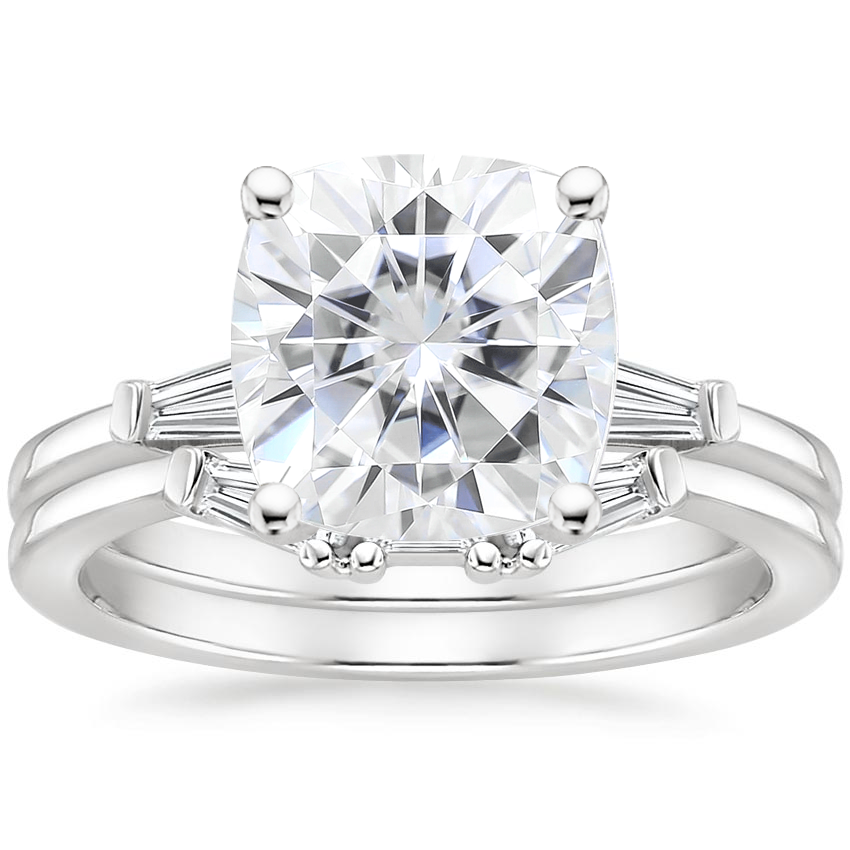 PT Moissanite Tapered Baguette Diamond Bridal Set, top view