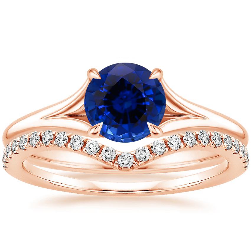 14KR Sapphire Reverie Ring with Flair Diamond Ring (1/6 ct. tw.), top view