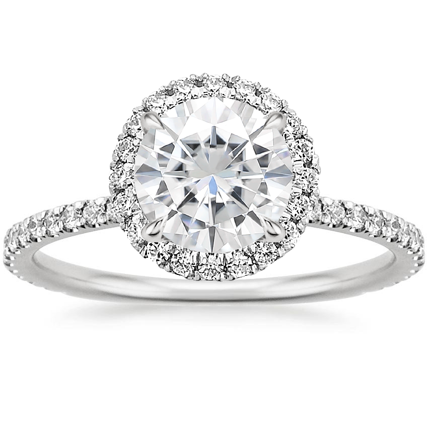 Details about  / 1Ct Round Colorless Moissanite Split Shank Engagement Ring 14K White Gold Finish