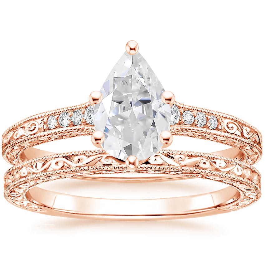 14KR Moissanite Luxe Hudson Diamond Bridal Set, top view