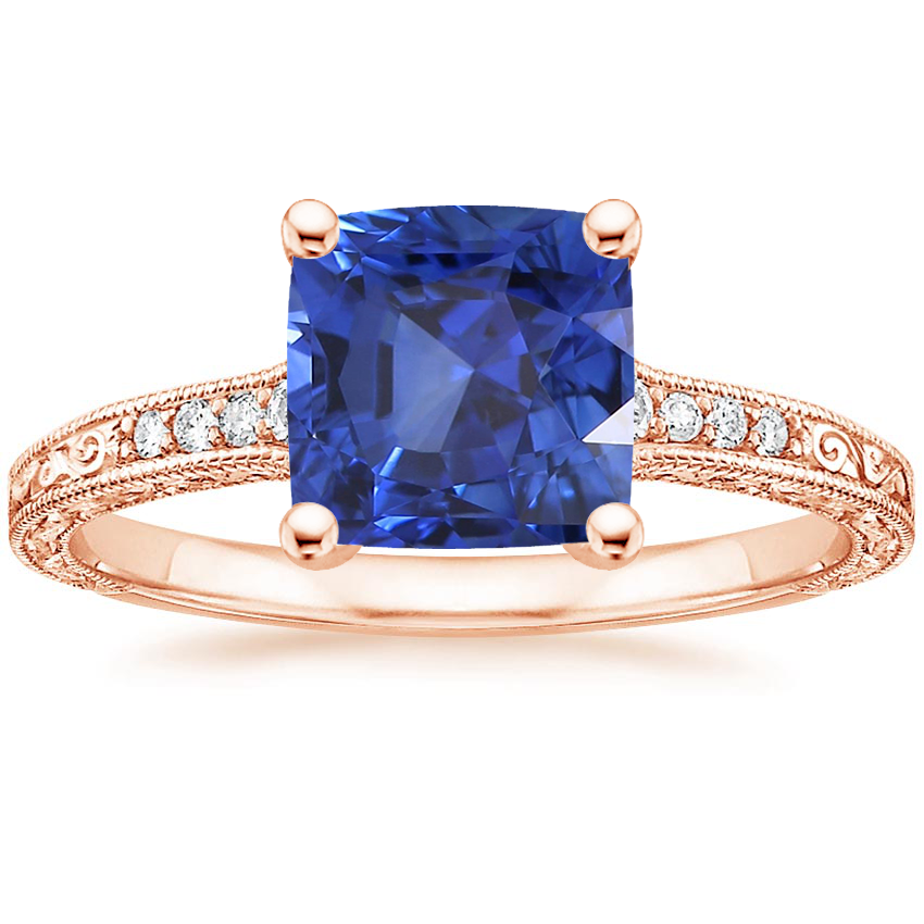 14K Rose Gold Hudson Engraved Diamond Ring, large top view