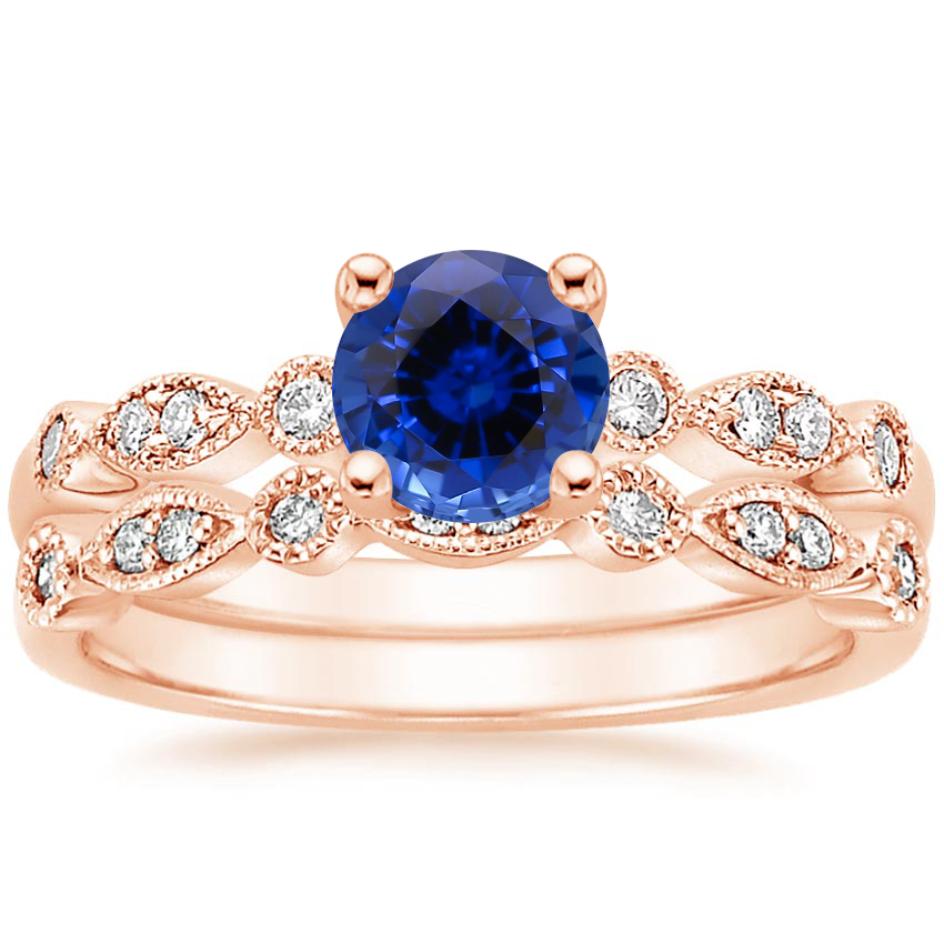 14KR Sapphire Tiara Diamond Bridal Set (1/5 ct. tw.), top view