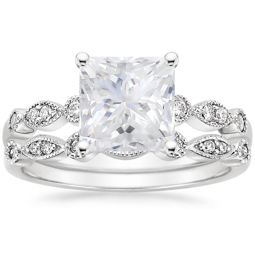 18KW Moissanite Tiara Diamond Bridal Set (1/5 ct. tw.), top view