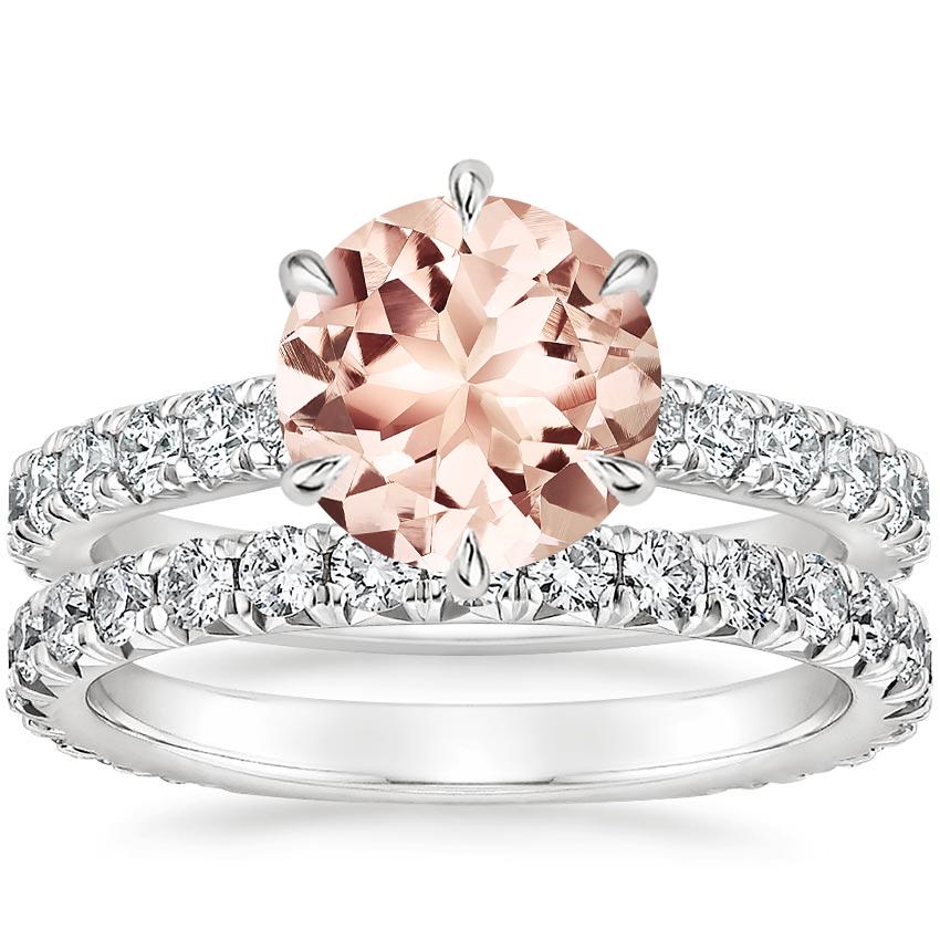 18KW Morganite Luxe Sienna Diamond Bridal Set (1 1/8 ct. tw.), top view