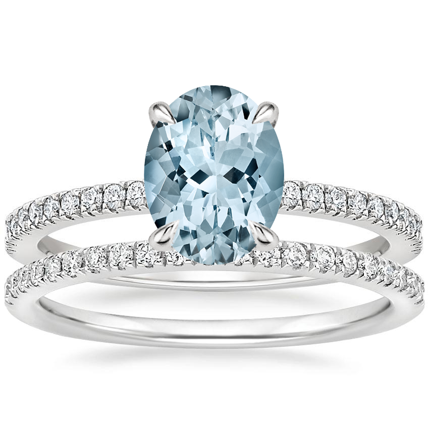 18KW Aquamarine Viviana Diamond Bridal Set (2/5 ct. tw.), top view