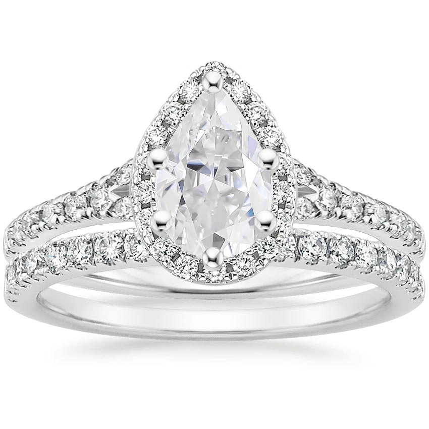 18KW Moissanite Joy Diamond Ring (1/3 ct. tw.) with Bliss Diamond Ring (1/5 ct. tw.), top view