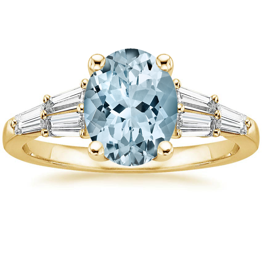 Yellow Gold Aquamarine Harlow Diamond Ring (1/2 ct. tw.)