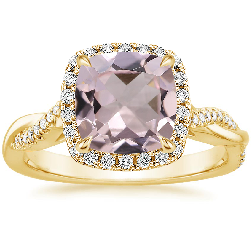 18K Yellow Gold Petite Twisted Vine Halo Diamond Ring (1/4 ct. tw.), large top view