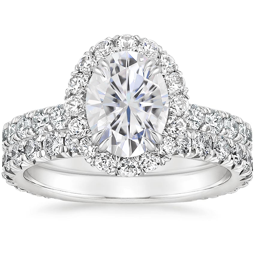 PT Moissanite Luxe Sienna Halo Diamond Bridal Set (1 3/8 ct. tw.), top view