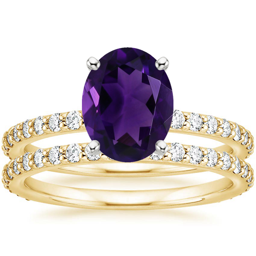 18K Yellow Gold Luxe Petite Shared Prong Diamond Bridal Set (3/4 ct. tw.)