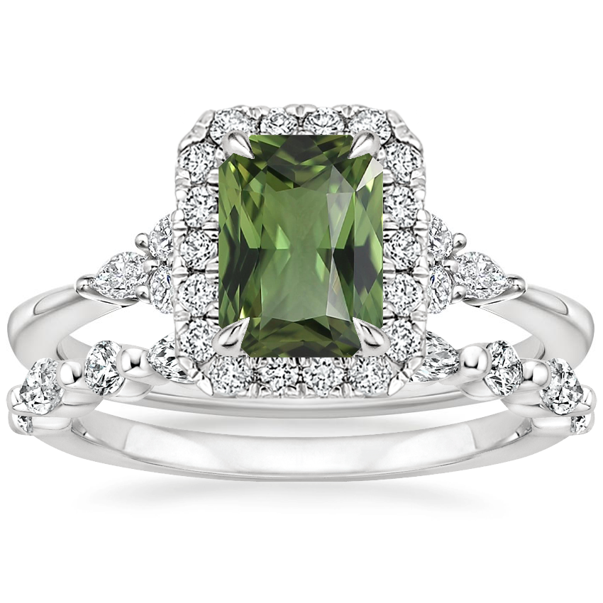 Platinum Nadia Halo Diamond Ring with Versailles Diamond Ring (3/8 ct. tw.)