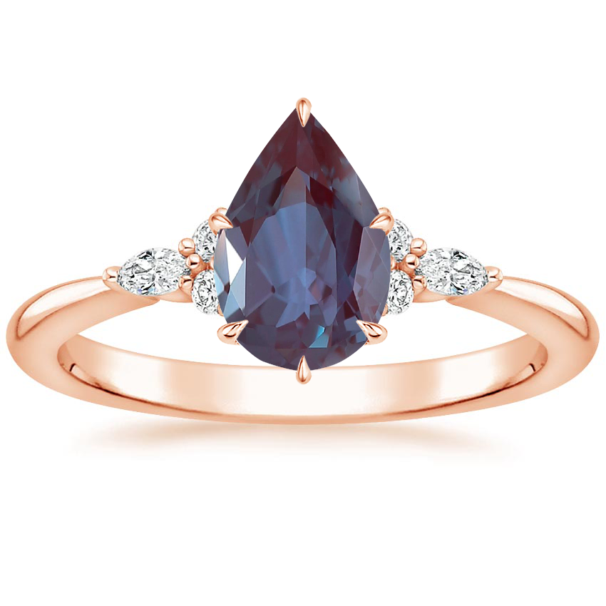 14K Rose Gold Nadia Diamond Ring, large top view