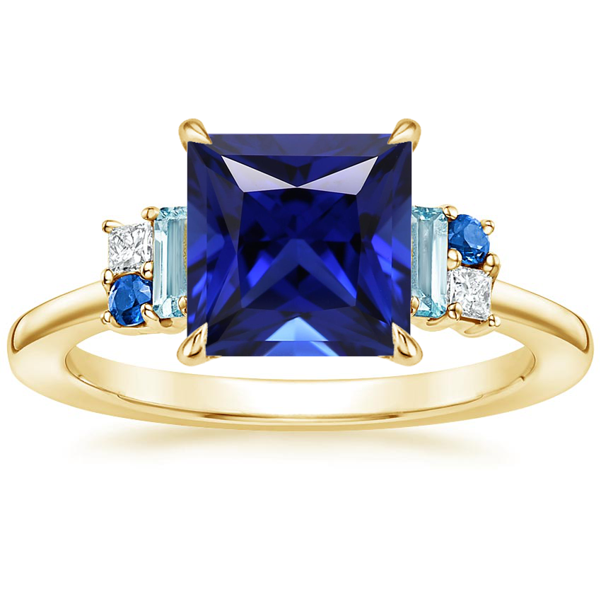 Lab Created Sapphire Mazarine Ring in 18K Yellow Gold
