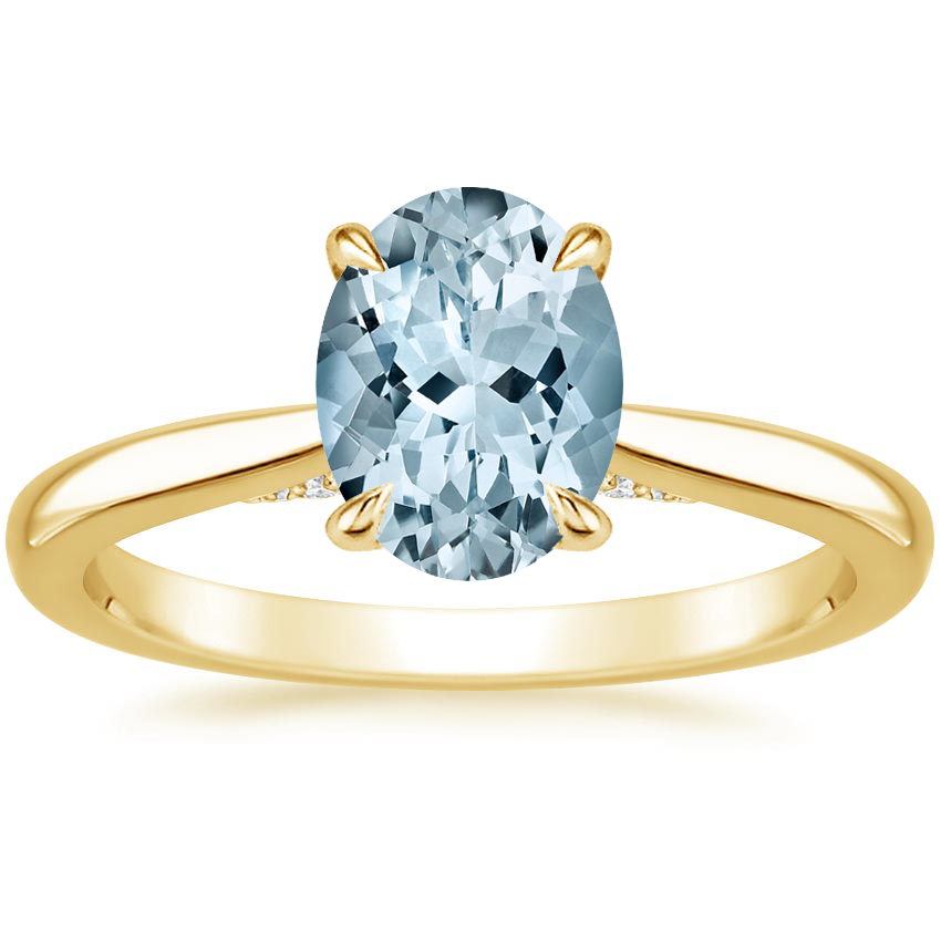 Yellow Gold Aquamarine Dawn Diamond Ring