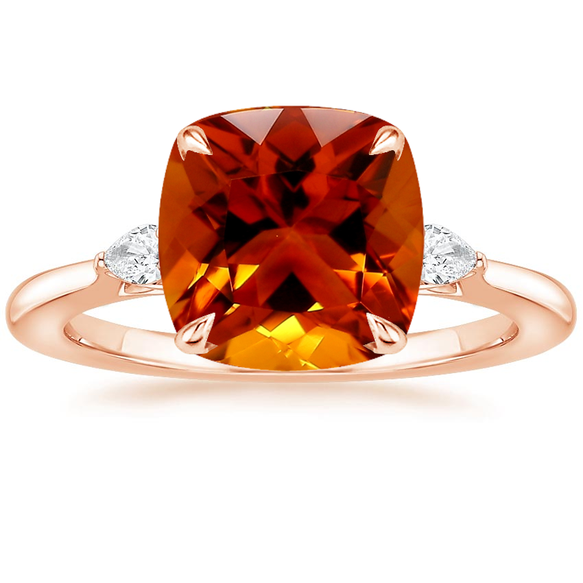 14K Rose Gold Aria Perfect Fit Three Stone Diamond Ring, large top view