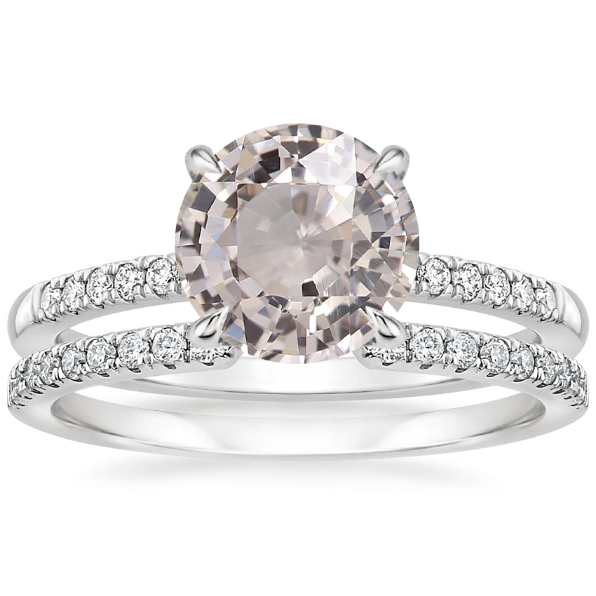 14K White Gold Petite Viviana Diamond Ring (1/6 ct. tw.) with Sia Diamond Ring (1/8 ct. tw.)