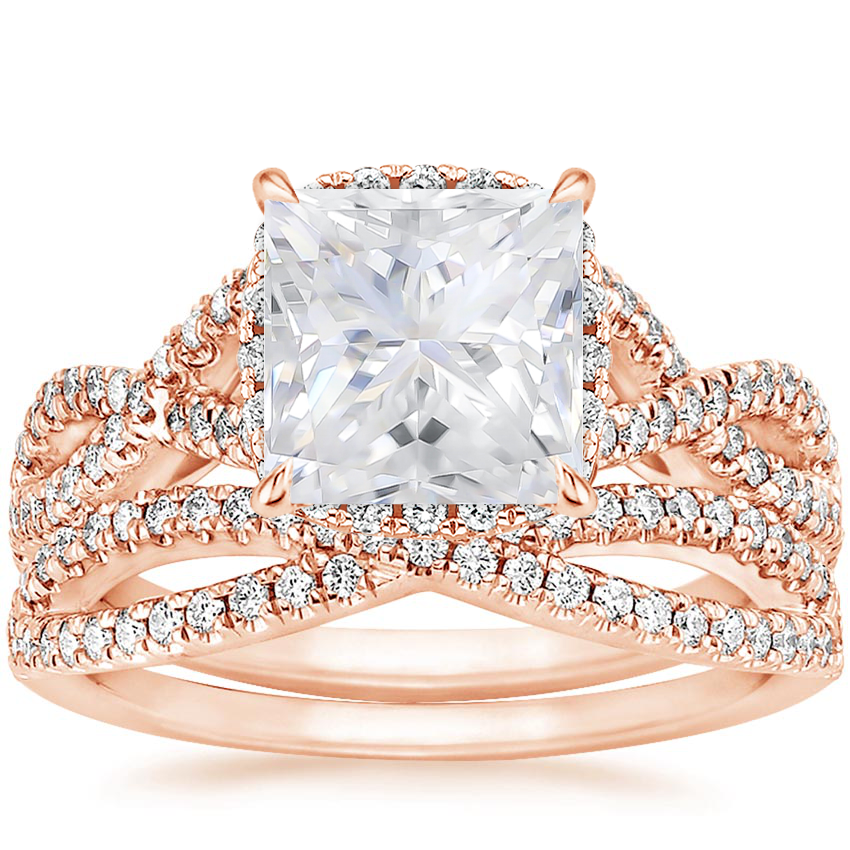 14KR Moissanite Entwined Halo Diamond Bridal Set (1/2 ct. tw.), top view