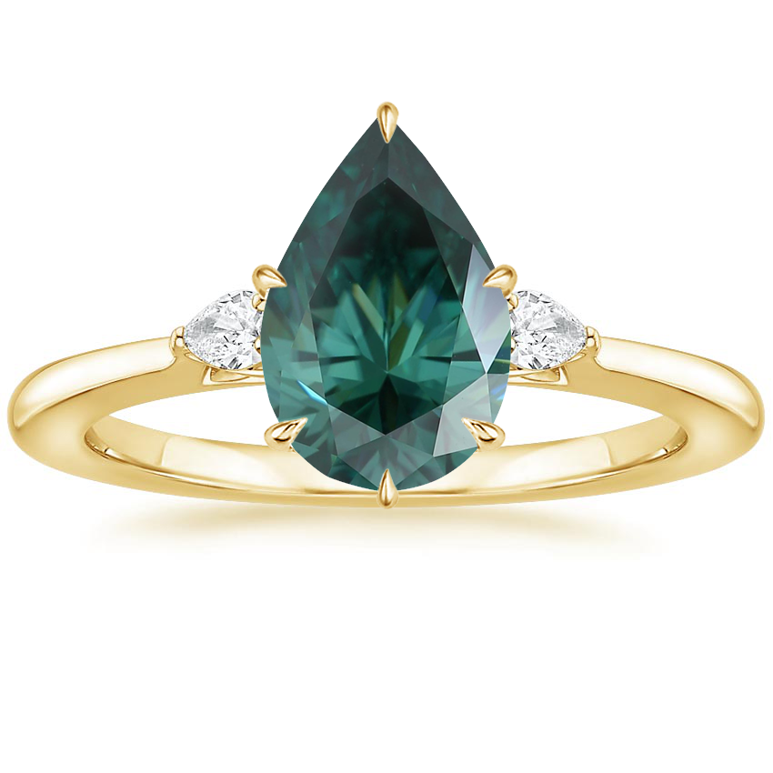 18K Yellow Gold Aria Perfect Fit Three Stone Diamond Ring, large top view