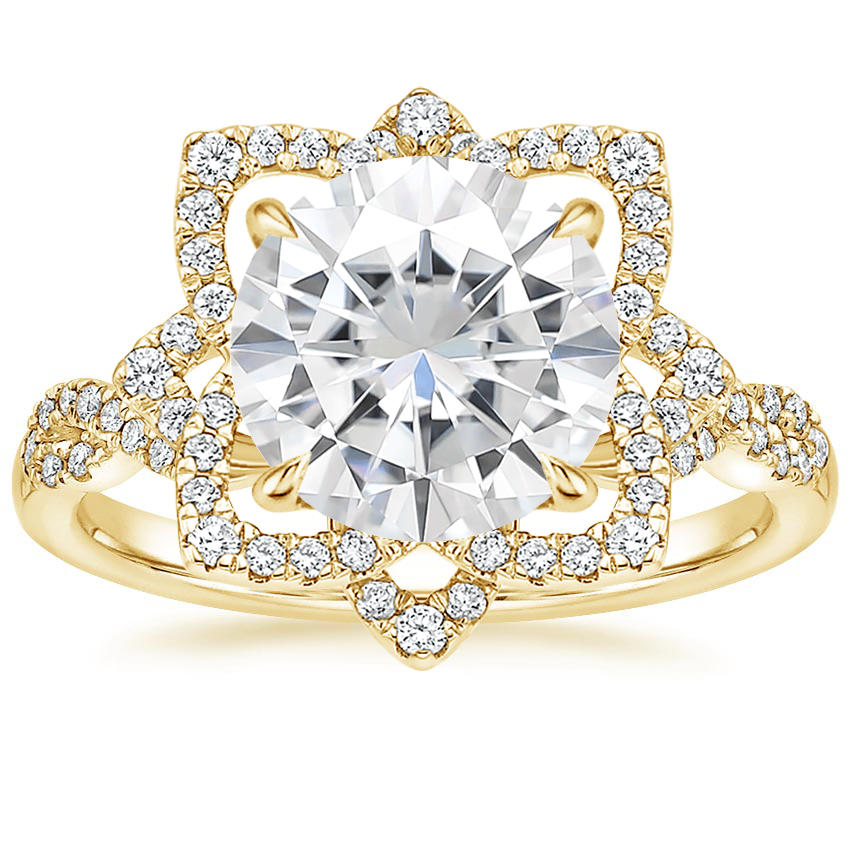 Yellow Gold Moissanite Lily Diamond Ring