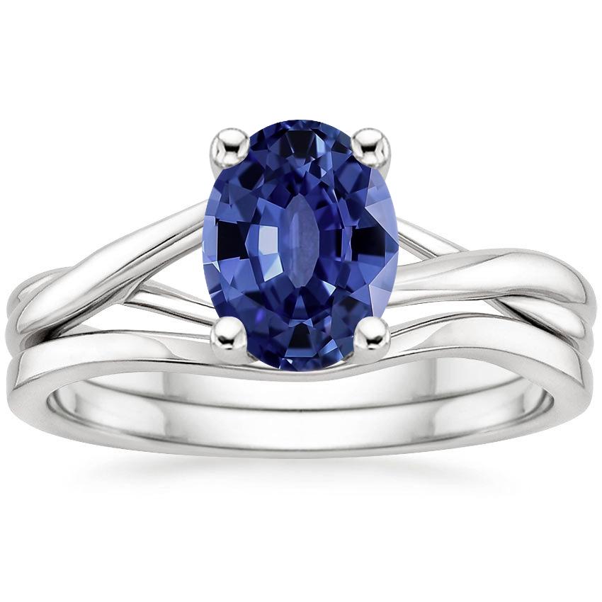 Sapphire Grace Bridal Set in 18K White Gold