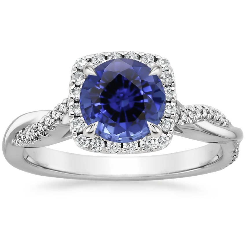 Sapphire Petite Twisted Vine Halo Diamond Ring (1/4 ct. tw.) in Platinum