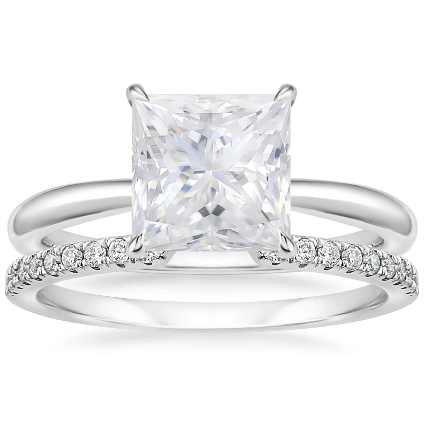 PT Moissanite Freesia Ring with Sia Diamond Open Ring, top view