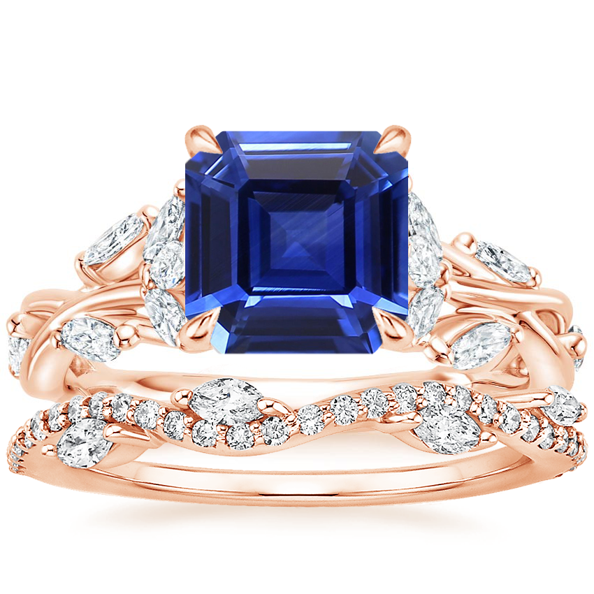 14K Rose Gold Secret Garden Diamond Ring (1/2 ct. tw.) with Luxe Winding Willow Diamond Ring (1/4 ct. tw.)