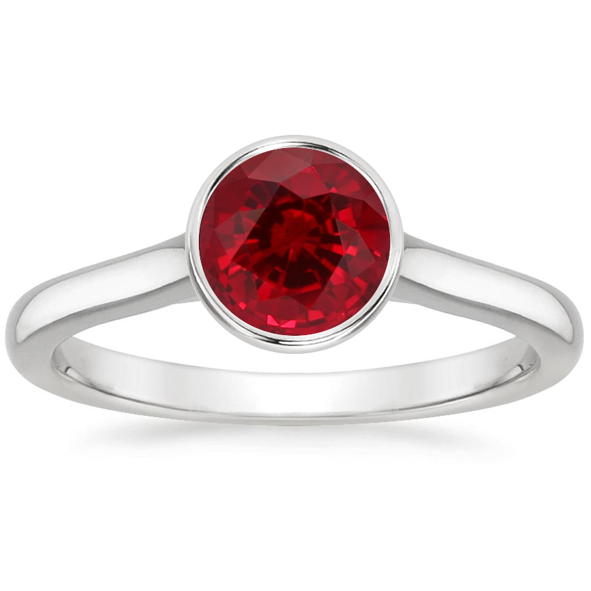 18K White Gold Luna 2mm Bezel Ring, large top view