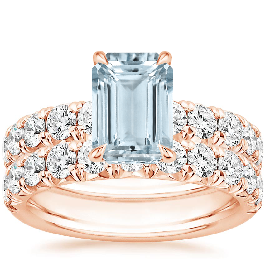 14KR Aquamarine Ellora Diamond Bridal Set, top view
