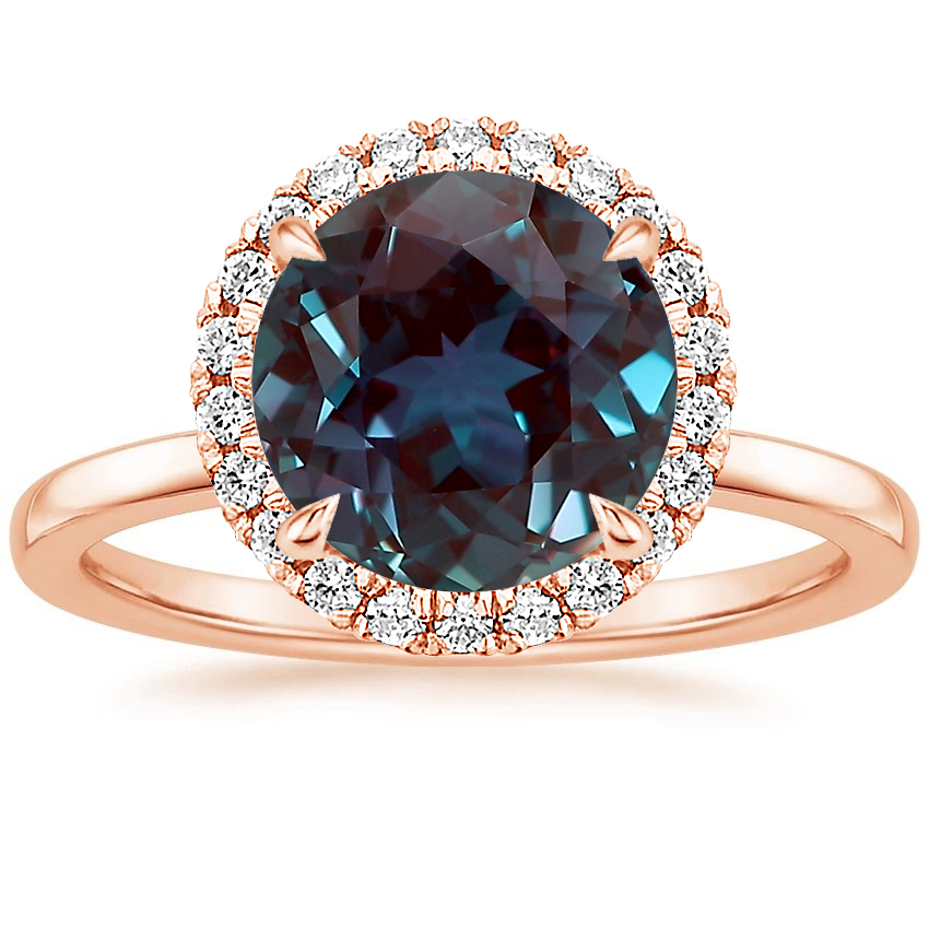 14K Rose Gold Vienna Halo Diamond Ring, large top view