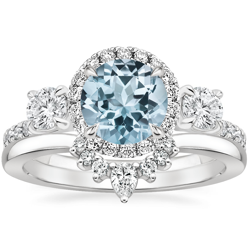 18K White Gold Three Stone Waverly Diamond Ring 3 4 ct. tw. with