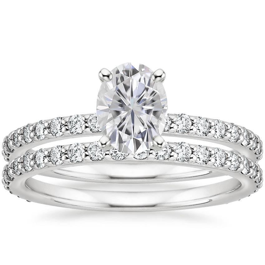 18KW Moissanite Luxe Petite Shared Prong Diamond Bridal Set (3/4 ct. tw.), top view