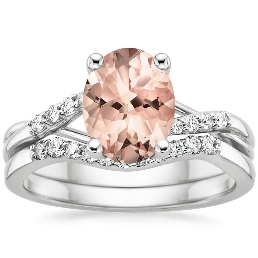 18KW Morganite Chamise Diamond Bridal Set, top view