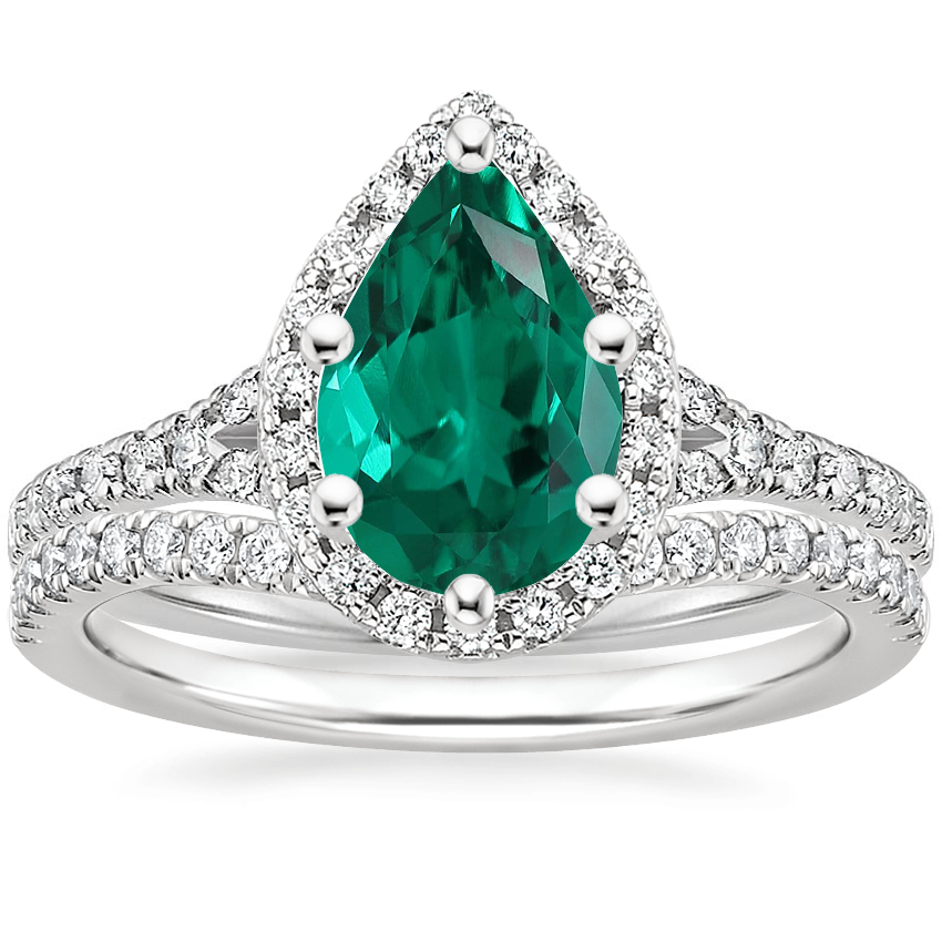 18K White Gold Joy Diamond Ring (1/3 ct. tw.) with Curved Ballad Diamond Ring (1/6 ct. tw.)