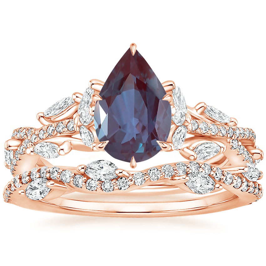 14K Rose Gold Luxe Secret Garden Diamond Ring (3/4 ct. tw.) with Luxe Winding Willow Diamond Ring (1/4 ct. tw.)