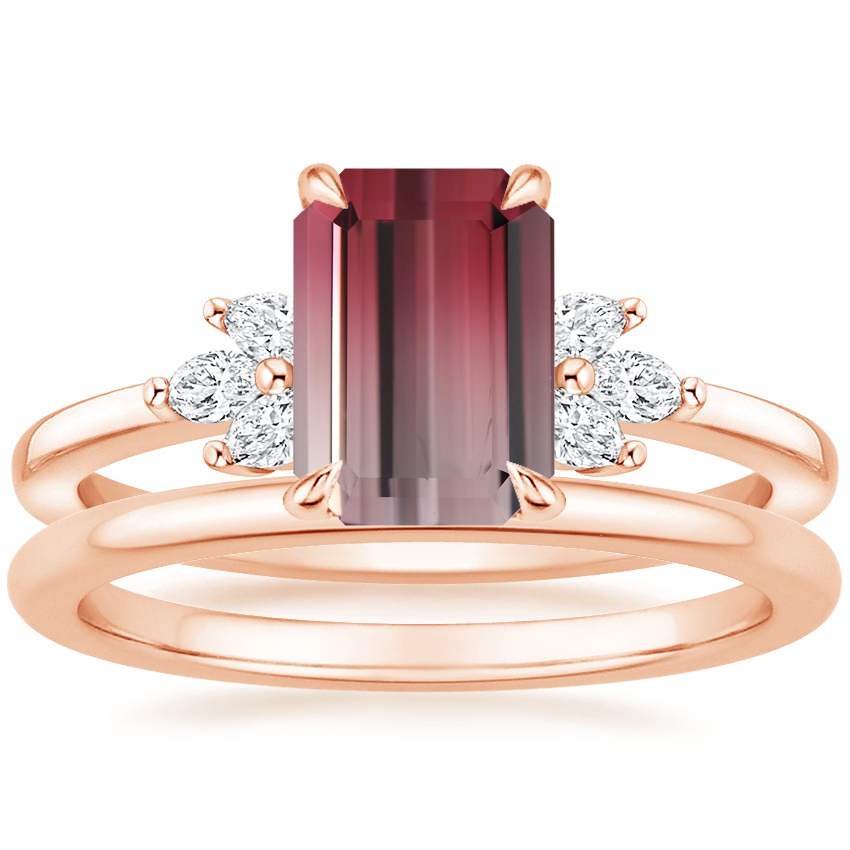 14K Rose Gold Stella Diamond Ring with Petite Comfort Fit Wedding Ring