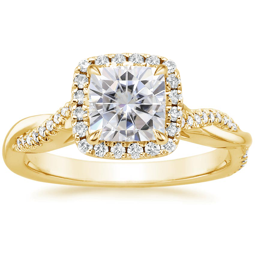18K Yellow Gold Petite Twisted Vine Halo Diamond Ring (1/4 ct. tw.), large top view