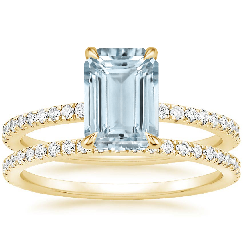 18KY Aquamarine Luxe Viviana Diamond Bridal Set (1/2 ct. tw.), top view