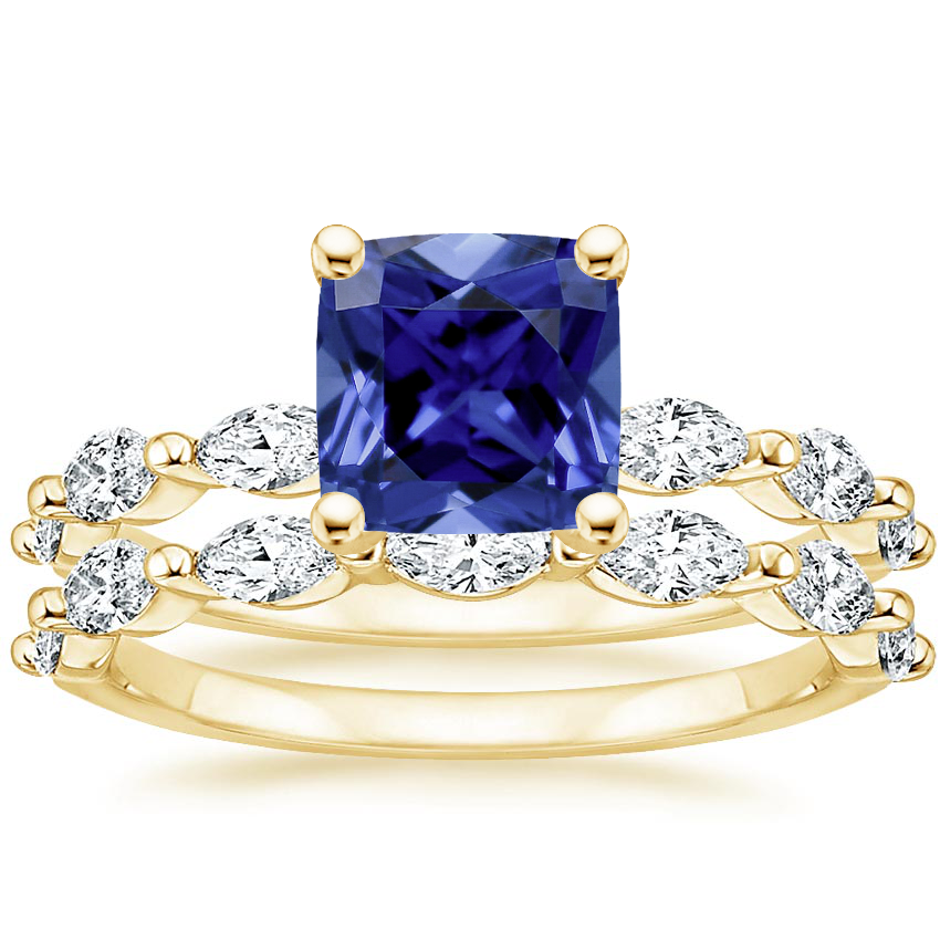 18KY Sapphire Joelle Diamond Bridal Set (3/4 ct. tw.), top view